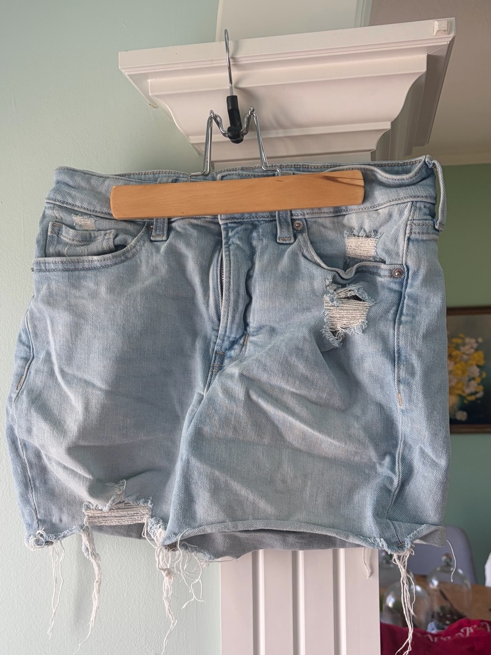 Old Navy Light Blue Distressed Denim Cutoff Shorts